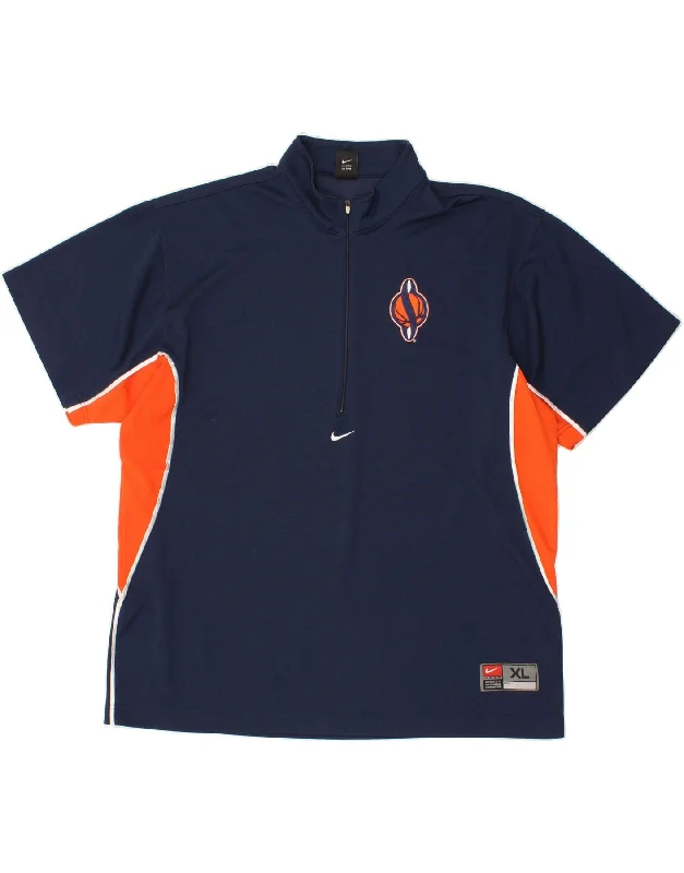 Retro Style NIKE Mens Syra Cuse Zip Neck Pullover Tracksuit Top XL Navy Blue