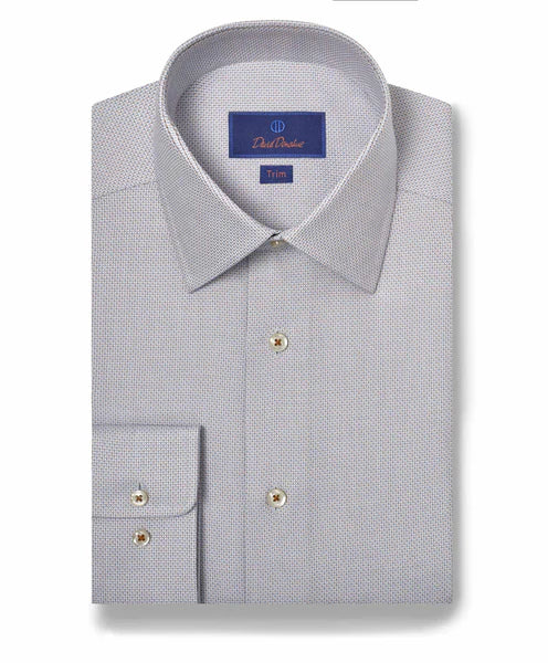 Designer Gloves David Donahue Dune & Blue Micro Dobby Dress Shirt (Trim Fit)