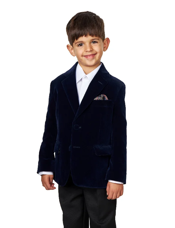 Streetwear Look GARY - BOYS NAVY VELVET BLAZER