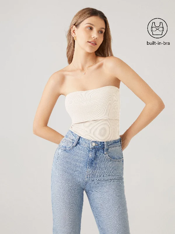 Age-reducing Style Cropped Fold Down Brami Tube Top