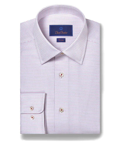 Modern Casuals David Donahue Berry & Blue Micro Tic Dress Shirt (Trim Fit)