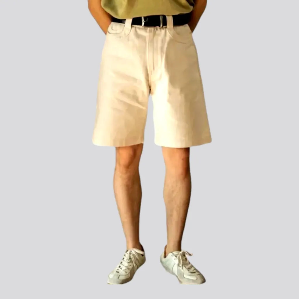 Simple Styles Ivory back-cinch men's denim shorts
