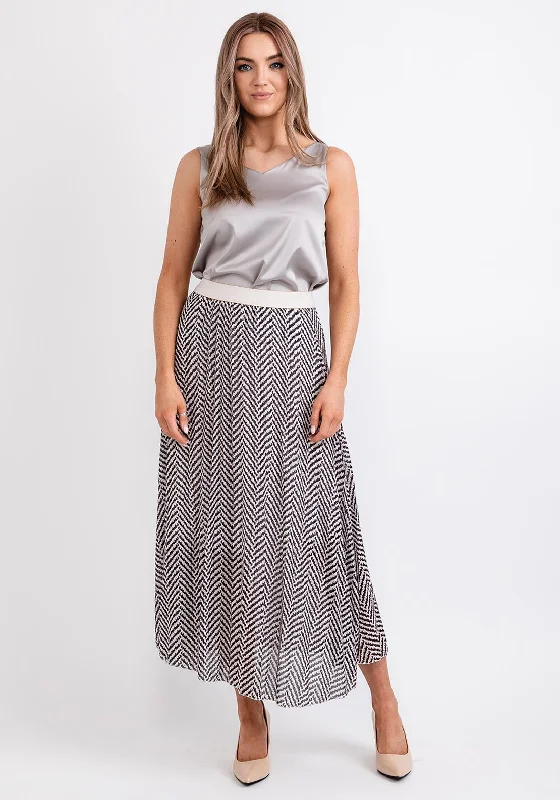 Classic Retro Seventy1 One Size Pleated Maxi Skirt, Print Multi