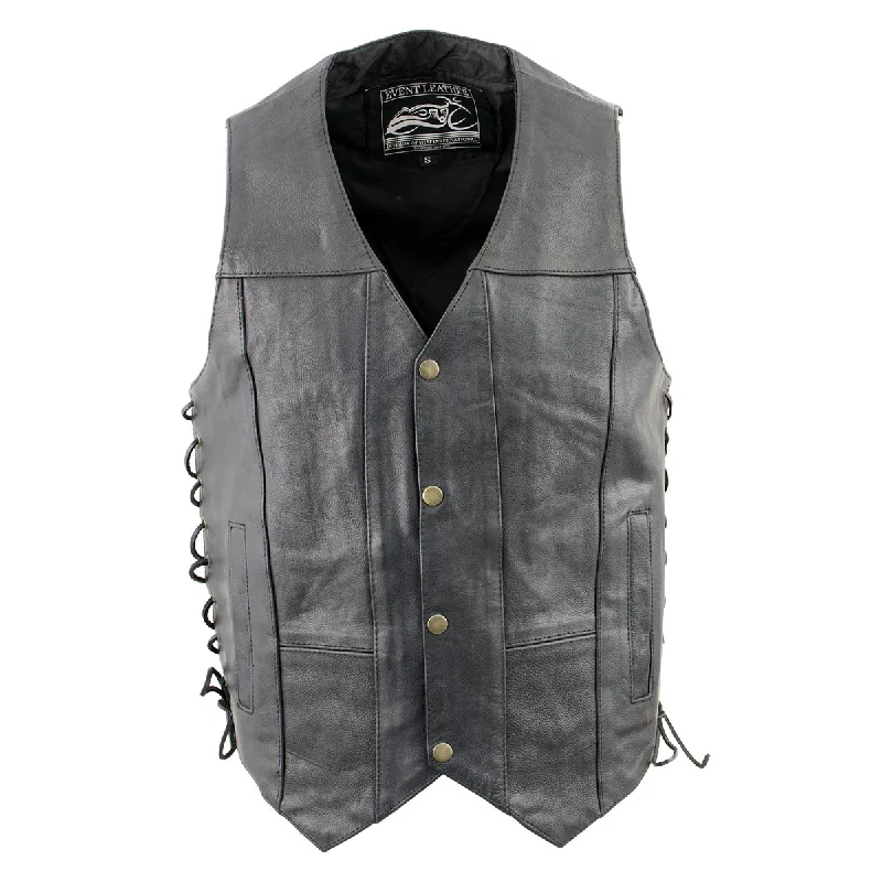 Modern Comfort Event Leather XS5390 Men's 10 Pocket Black Classic Side Lace Leather Vest