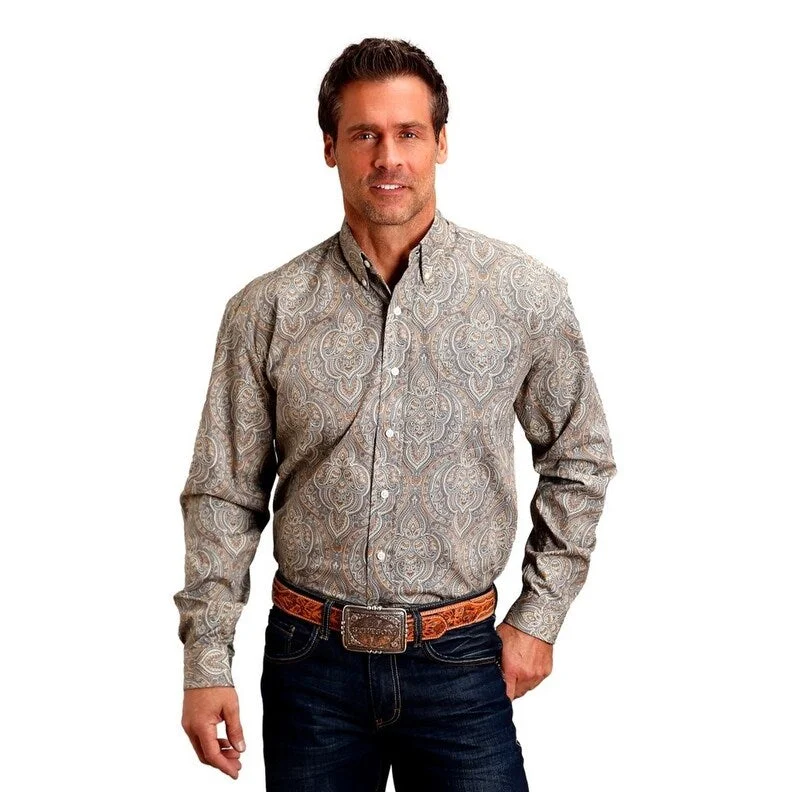 Designer Gloves Stetson Western Shirt Mens L/S Button Brown 11-001-0526-6003 BR