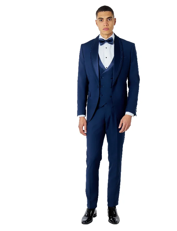 Exquisite Craftsmanship GREG – NAVY BLUE 3 PIECE WEDDING SUIT TUXEDO