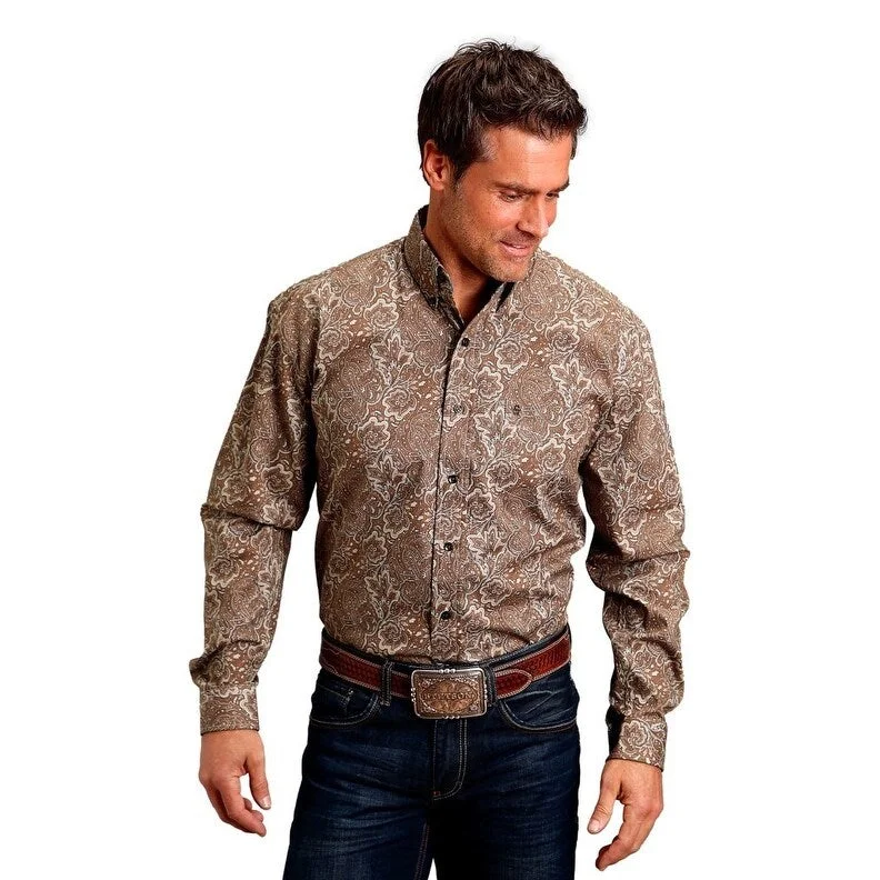 Stylish Comfort Stetson Western Shirt Mens L/S Leather Paisley 11-001-0526-6005 BR