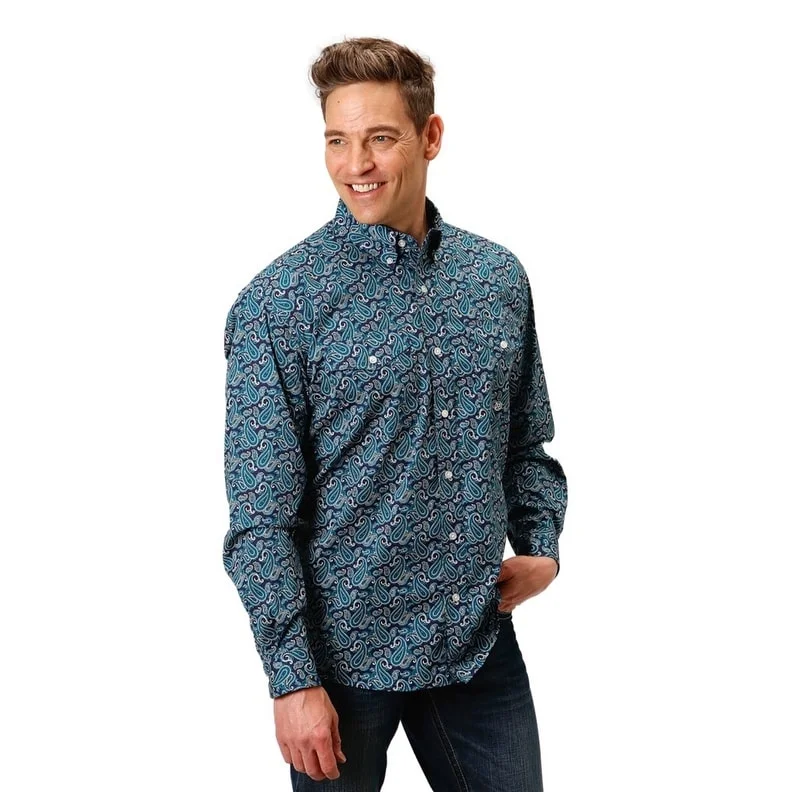 Versatile Style Roper Western Shirt Mens Long Sleeve Paisley Teal 03-001-0325-2009 GR
