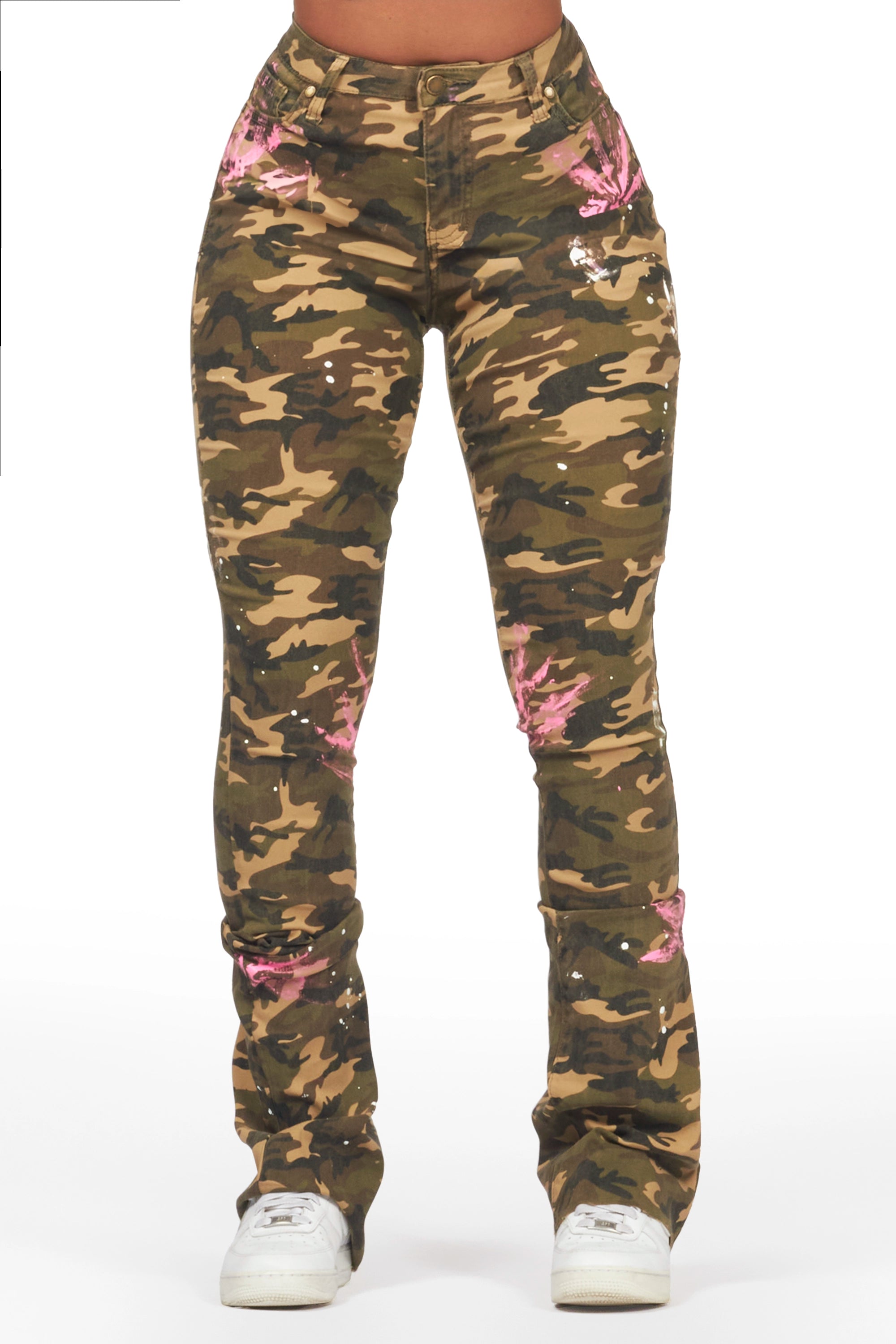 Sweet Breath Daishia Camo Painted Super Stacked Jean