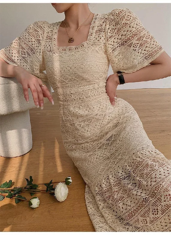 High-end Fashion Liliana Crochet Midi Dress