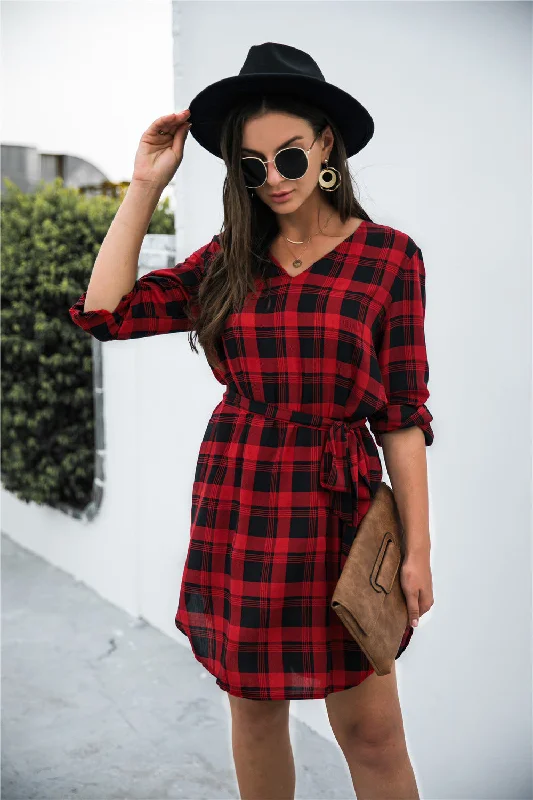 Classic Retro Rochester Gingham Sweater Dress