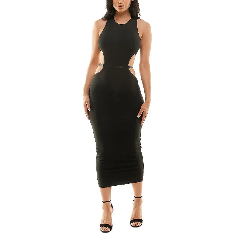 Retro Prints Bebe Womens Juniors Open Back Cut-Out Midi Dress