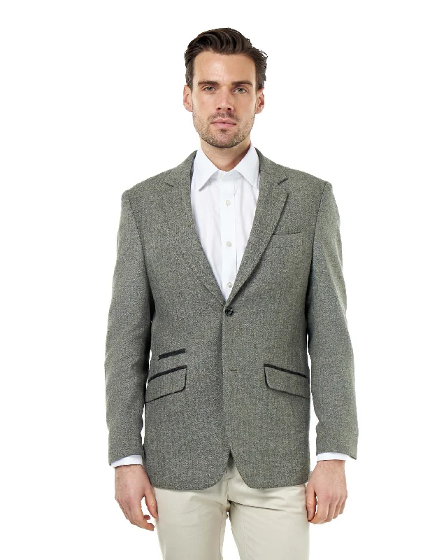 Designer Footwear BRUCE – Sage Green Herringbone Wool Jacket