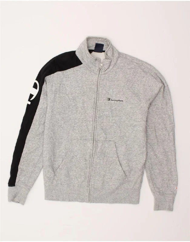 Comfy Apparel CHAMPION Mens Graphic Tracksuit Top Jacket Small Grey Colourblock Cotton
