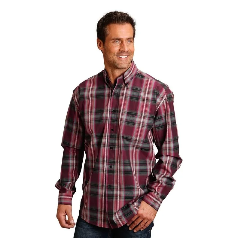 Casual Knitwear Stetson Western Shirt Mens L/S Black Trim Wine 11-001-0579-6004 WI
