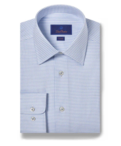 Sports Pants David Donahue Sky & Blue Twill Check Dress Shirt (Trim Fit)