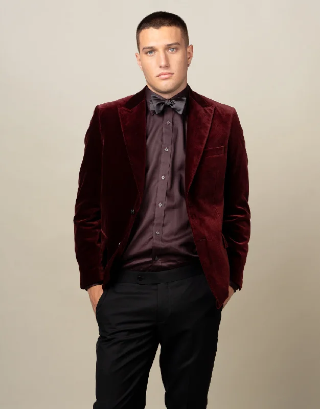 Designer Footwear Lyon Burgundy Velvet Blazer