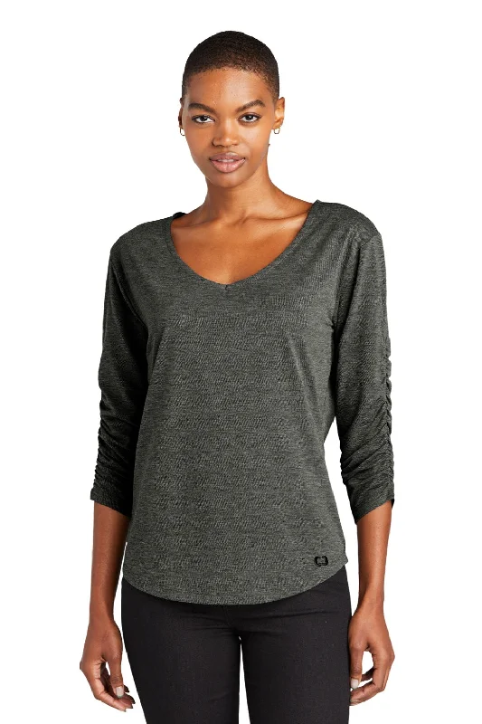 Lace Design Ogio Womens Evolution Moisture Wicking 3/4 Sleeve V-Neck T-Shirt - Tarmac Grey