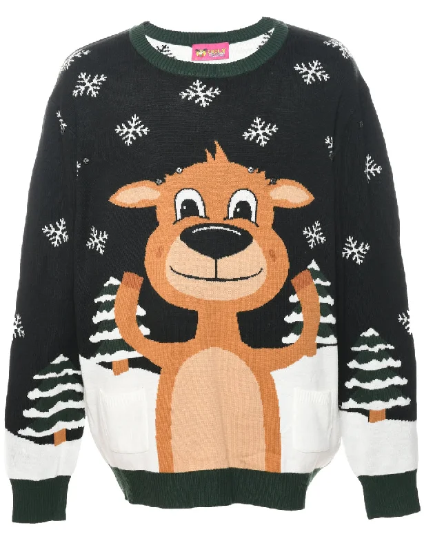 Effortless Comfort Reindeer Christmas Jumper - XL