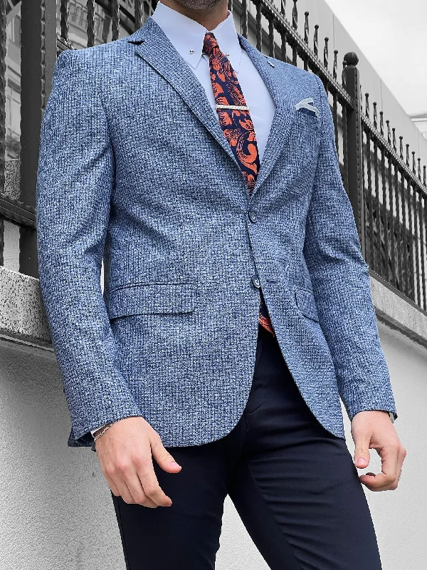 Everyday Essentials Louis Slim Fit High Quality Blue & Gray Blazer