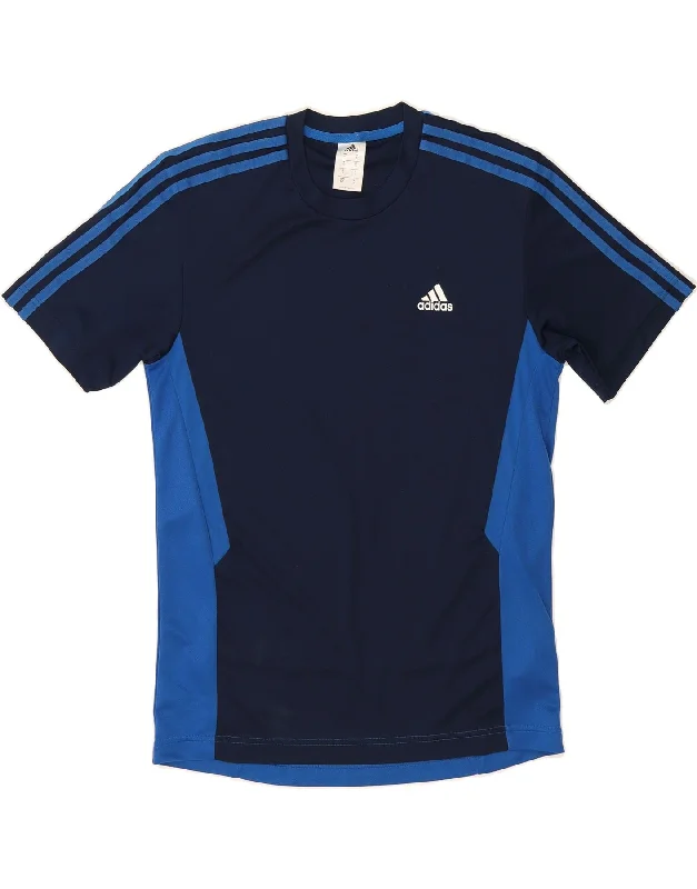 Classic Jackets ADIDAS Mens T-Shirt Top Small Navy Blue Colourblock Polyester