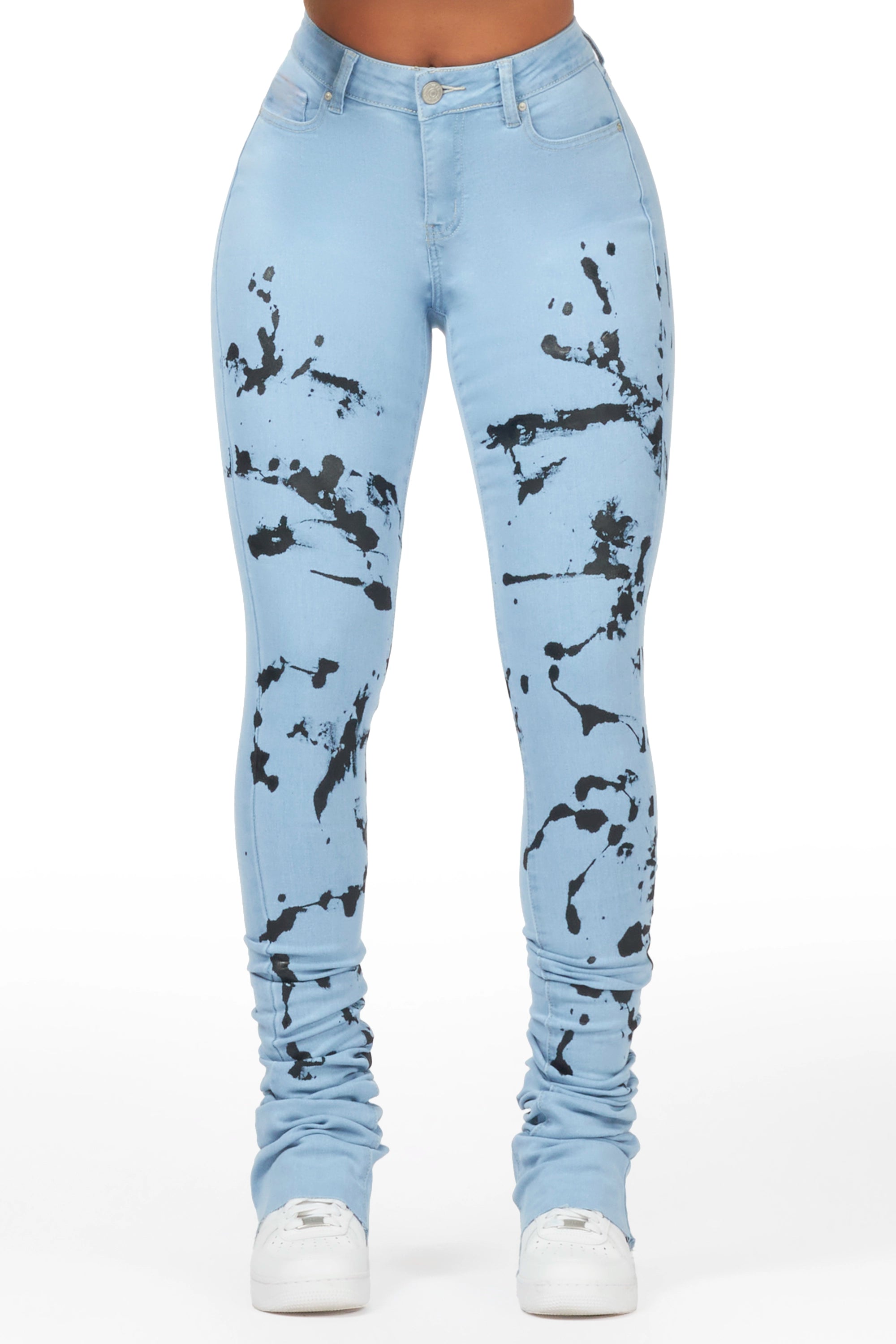 American Style Nehemiah Light Wash Painted Super Stacked Jean