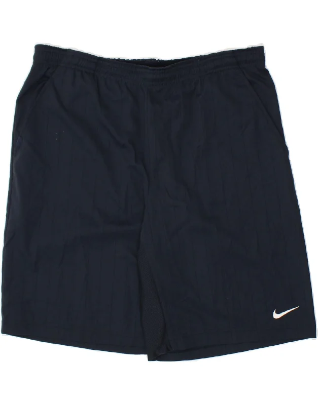 Modern Comfort NIKE Mens Dri Fit Sport Shorts Large  Navy Blue Striped Polyester