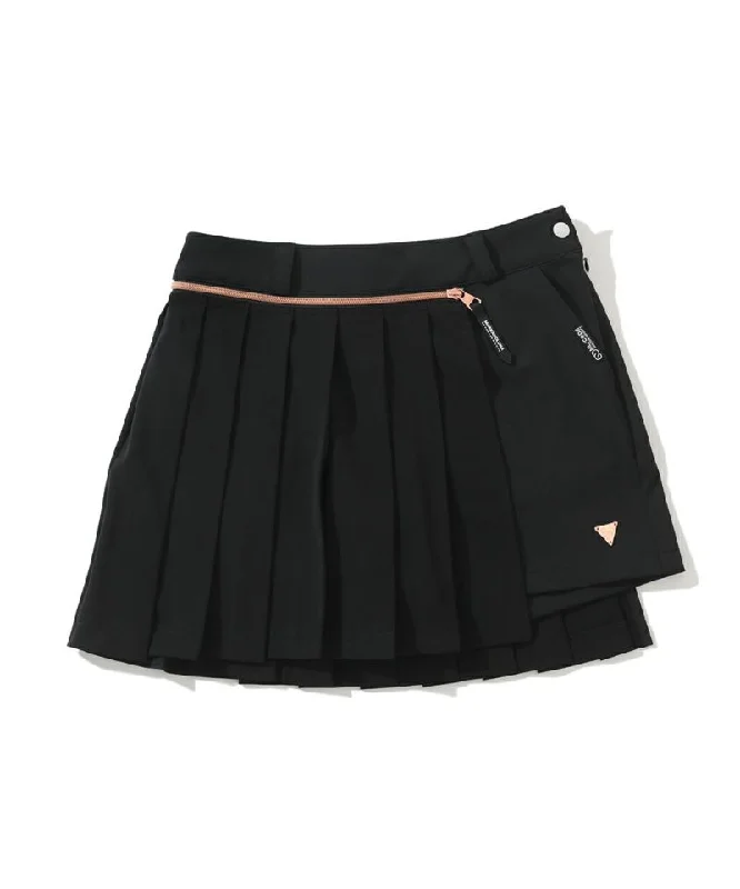 Retro Design Women's Detachable Pleated Skirt/two Way Shorts Black