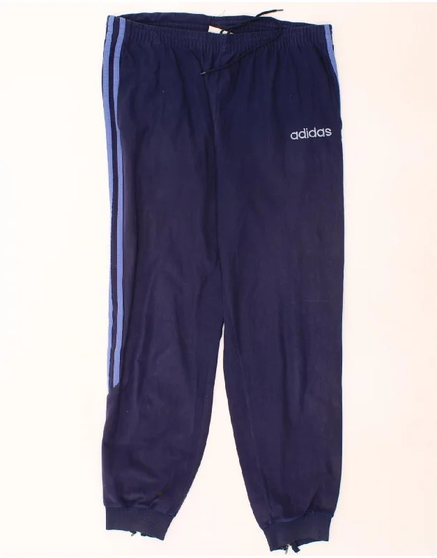 Tailored Comfort ADIDAS Mens Graphic Tracksuit Trousers Joggers Large  Navy Blue Polyester