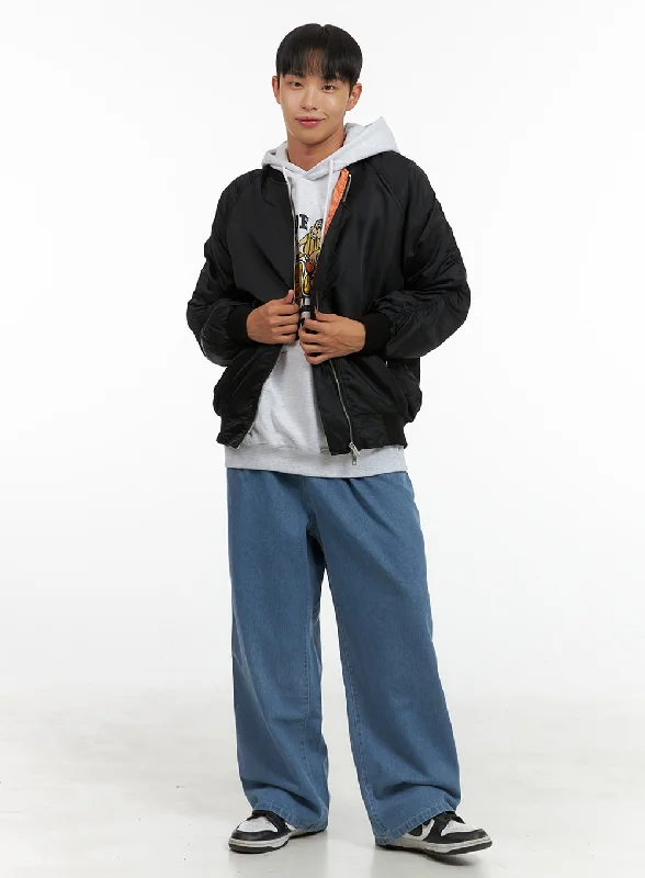 Jogging Jackets Men's Pintuck Wide Fit Cotton Denim Jeans IS419