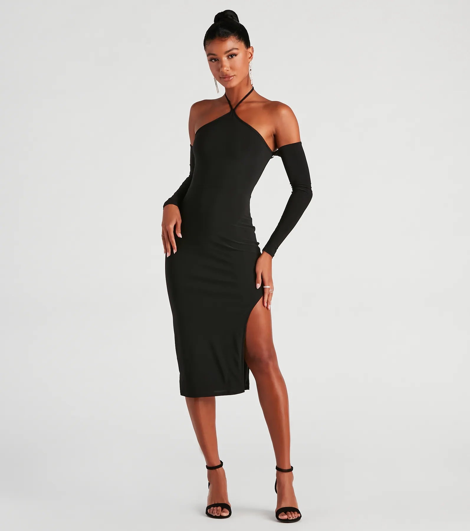 Elegant Design Alluring Trendsetter Halter Midi Dress