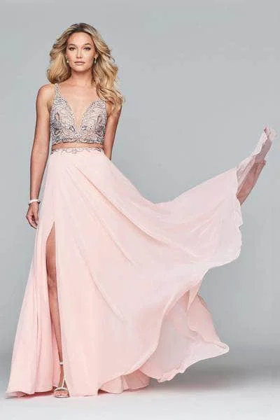 Classic Style Faviana S10244 - Crystal-Crusted Sleeveless Two-Piece Prom Gown