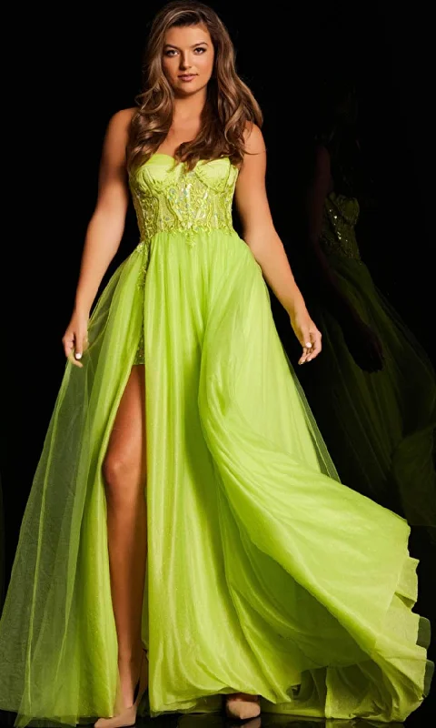 Sports Series JVN by Jovani JVN38656 - Embroidered Strapless Ballgown