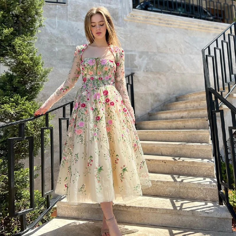 American Style Garden Embroidery Short Evening Dress with Jacket SS232