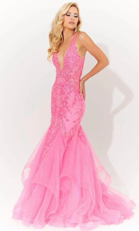 Goddess Style Jasz Couture 7571 - Floral Applique Embellished Prom Dress