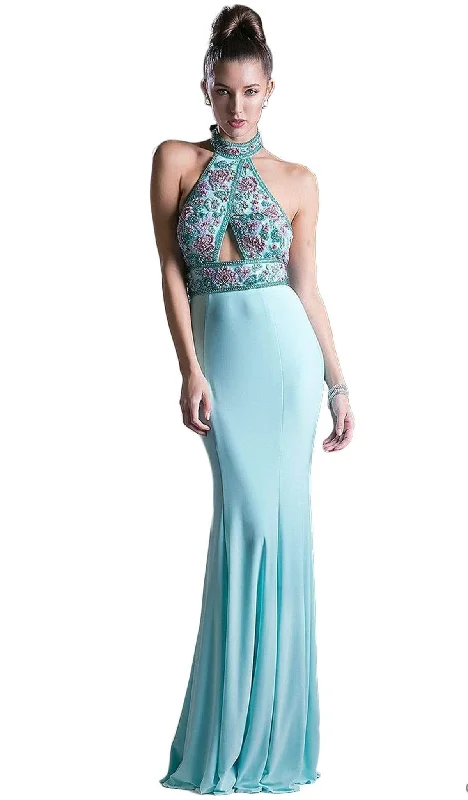 Fashionable And Fashionable Ladivine CR770 - Adorned High Halter Evening Dress