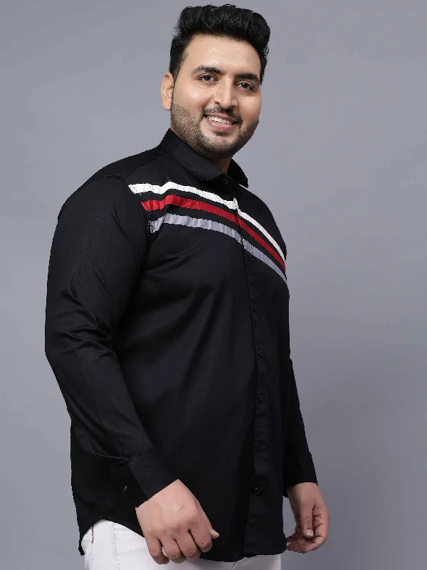 Cool Comfort Black Triple Striped Cut n Sew Plus Size Shirt