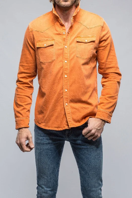 Long Trench Coats Ranger Colored Denim Snap Shirt In Arrancione