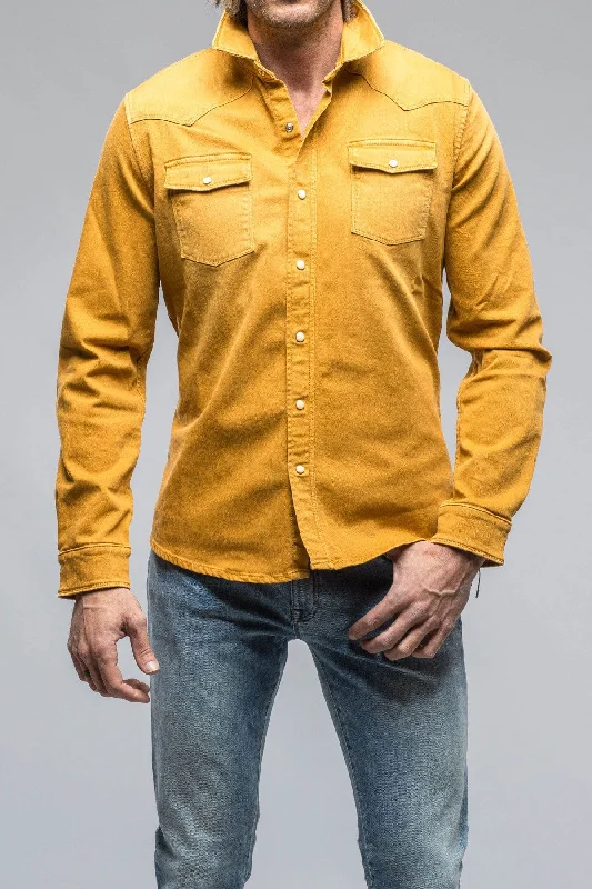 Comfortable Pants Ranger Colored Denim Snap Shirt In Curcuma