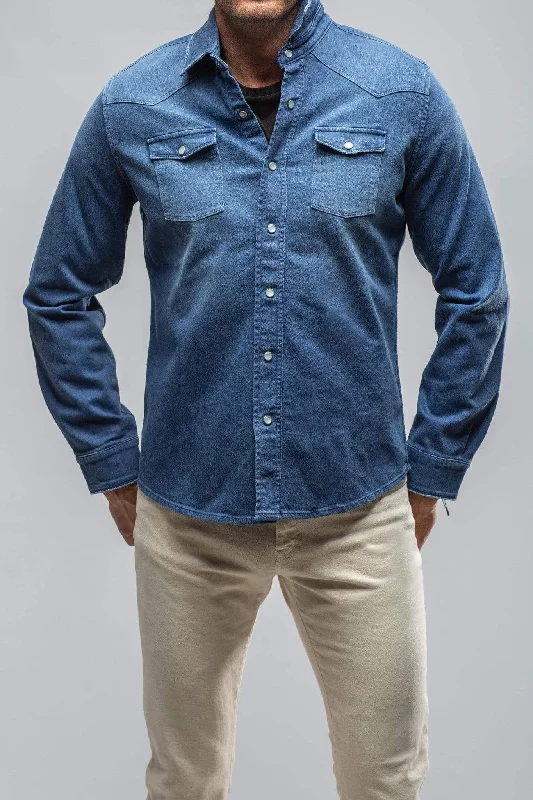 Casual Knitwear Ranger Colored Denim Snap Shirt In Indaco