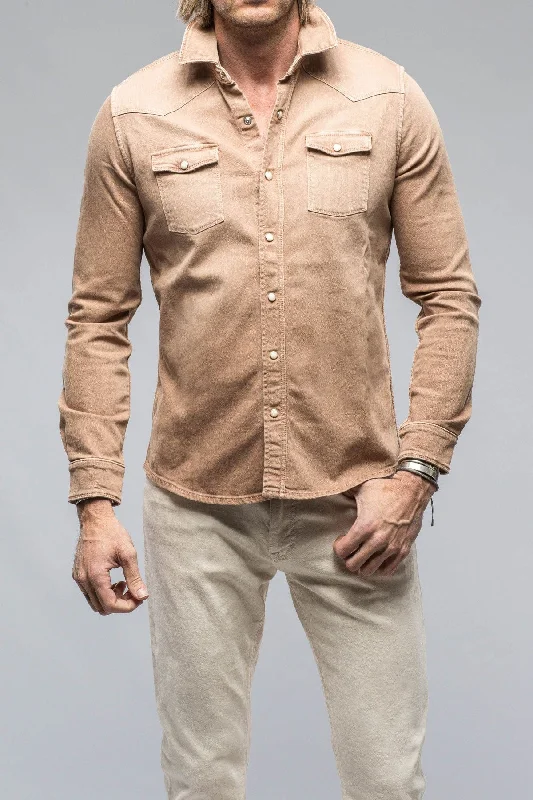 Essential Wardrobe Ranger Colored Denim Snap Shirt In Melone