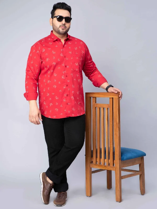 Versatile Looks Red Printed Plus Size Shirt