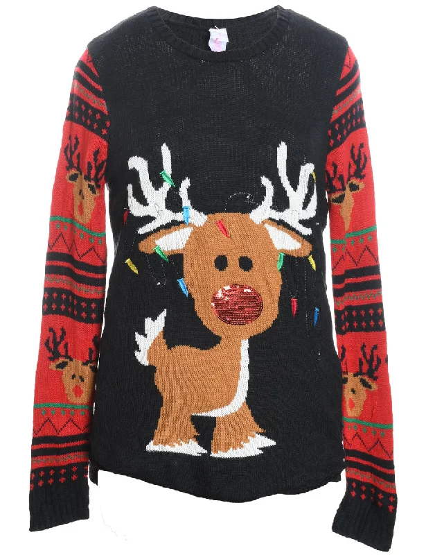 Cozy Apparel Reindeer Christmas Jumper - L