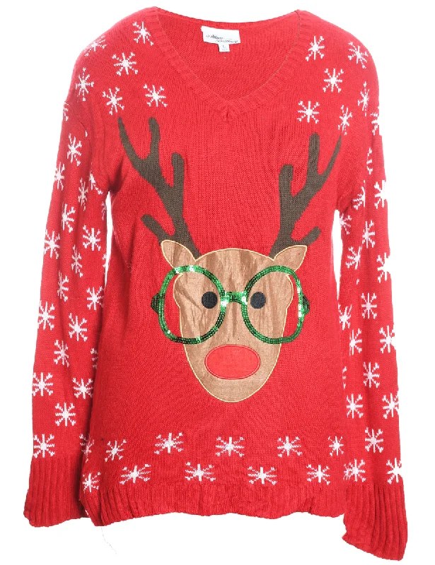 Premium Comfort Reindeer Christmas Jumper - L