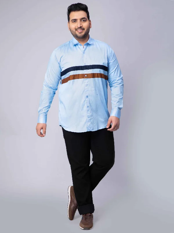 Relaxed Pants Sky Blue Cut n Sew Pattern Plus Size Shirt