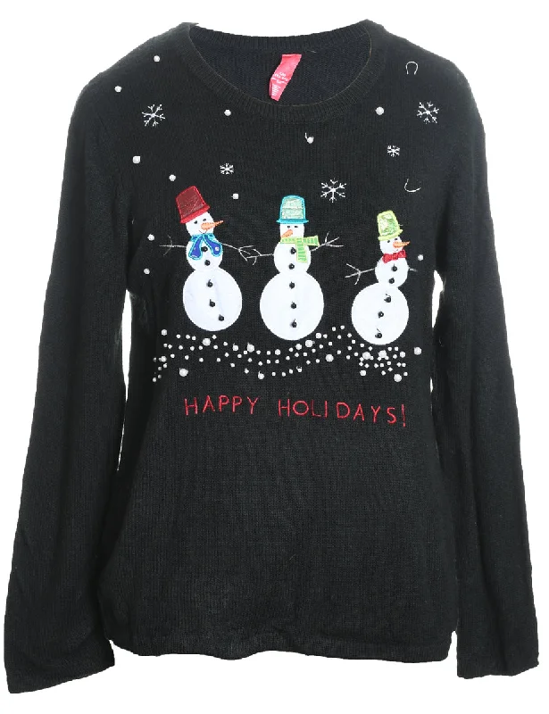 Casual Chinos Snowman Christmas Jumper - L