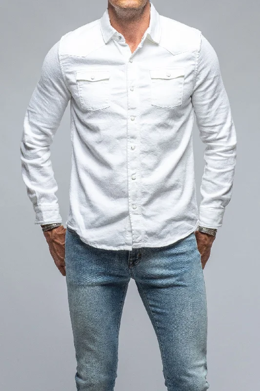 Casual Boots Sullivan Linen Cotton Snap Shirt In White