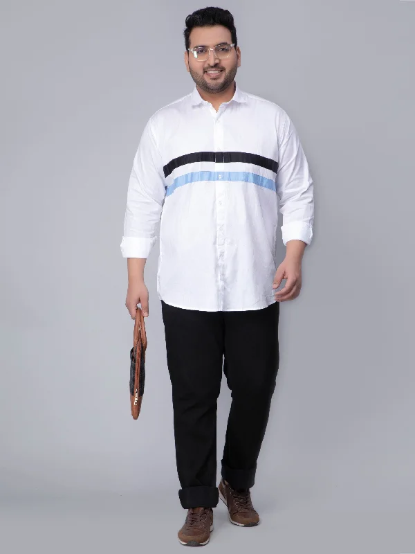 Modern Casuals White Cut n Sew Pattern Plus Size Shirt
